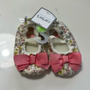 NWT Carters 0-3 Months Baby Ballet Flats Sandals Shoes Mary Janes Bow Fur